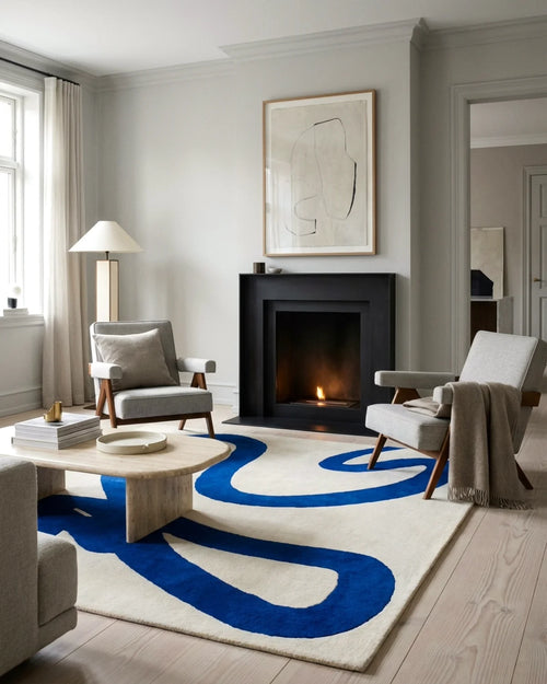 Azure Abstract Hand-Tufted Wool Rug - Image 2