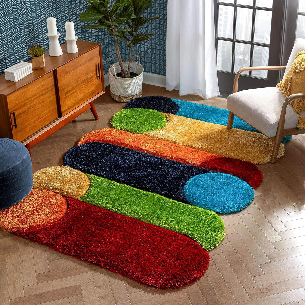 Baseball irregular Shags Plush Shag Rug - Image 6
