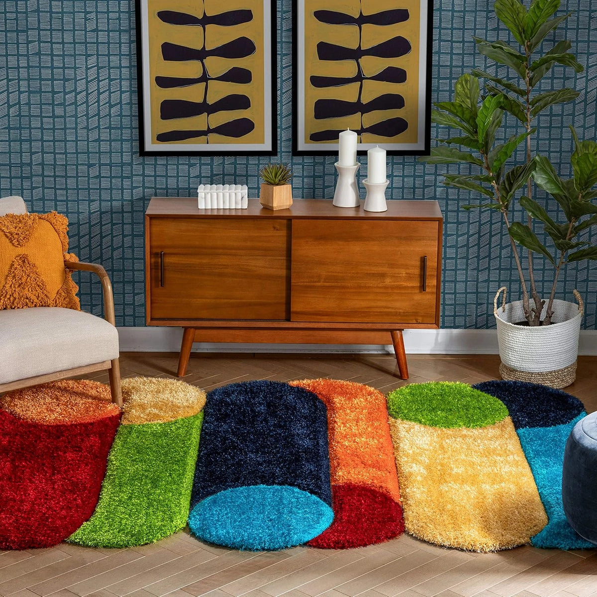 Baseball irregular Shags Plush Shag Rug - Image 8