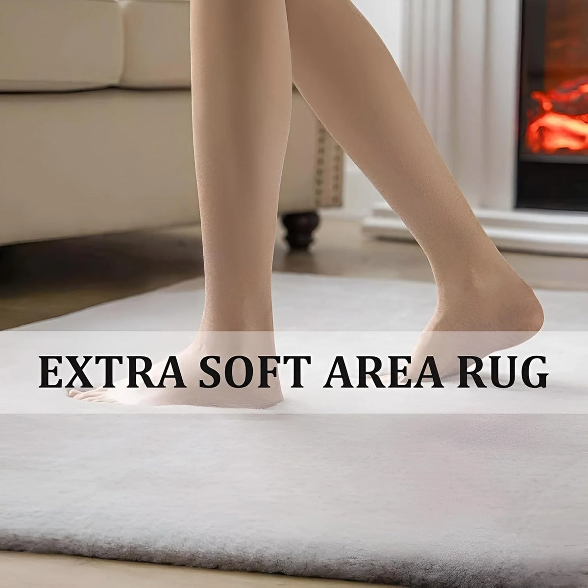 Beige Faux Rabbit Fur Rug - Image 3