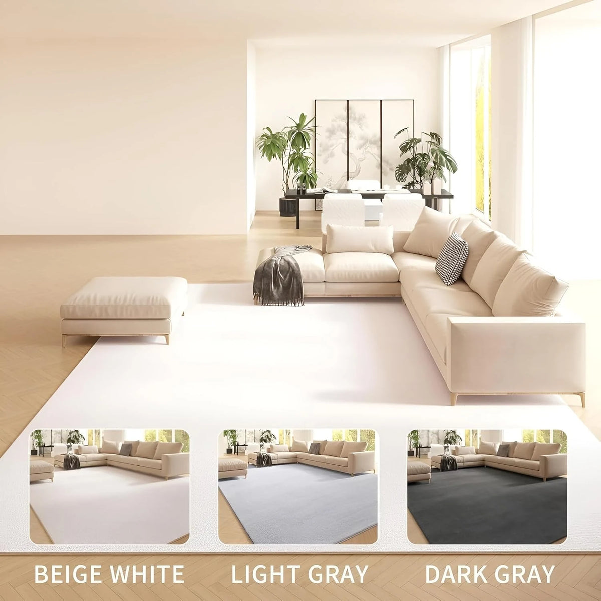 Beige Faux Rabbit Fur Rug - Image 4