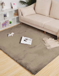Beige, Taupe Faux Rabbit Fur Rug - Image 1
