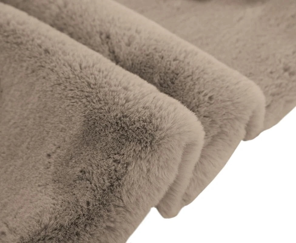 Beige, Taupe Faux Rabbit Fur Rug - Image 2