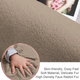 Beige, Taupe Faux Rabbit Fur Rug - Image 4