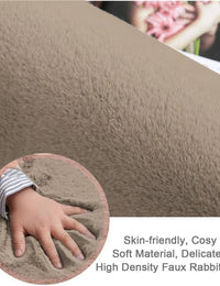 Beige, Taupe Faux Rabbit Fur Rug - Image 4