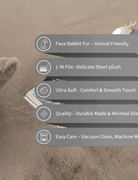 Beige, Taupe Faux Rabbit Fur Rug - Image 7