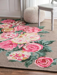 Berry Floral Hand-Tufted Wool Rug - Image 1