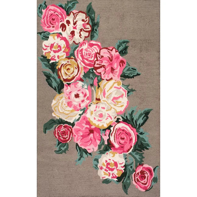 Berry Floral Hand-Tufted Wool Rug - Image 2