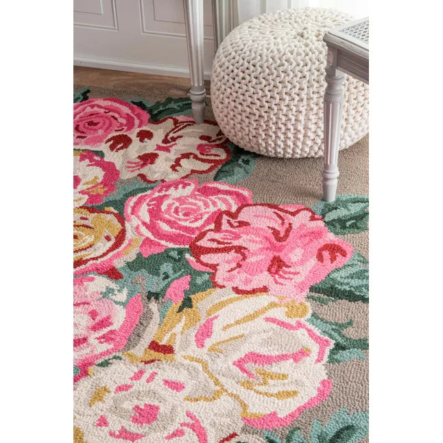 Berry Floral Hand-Tufted Wool Rug - Image 3