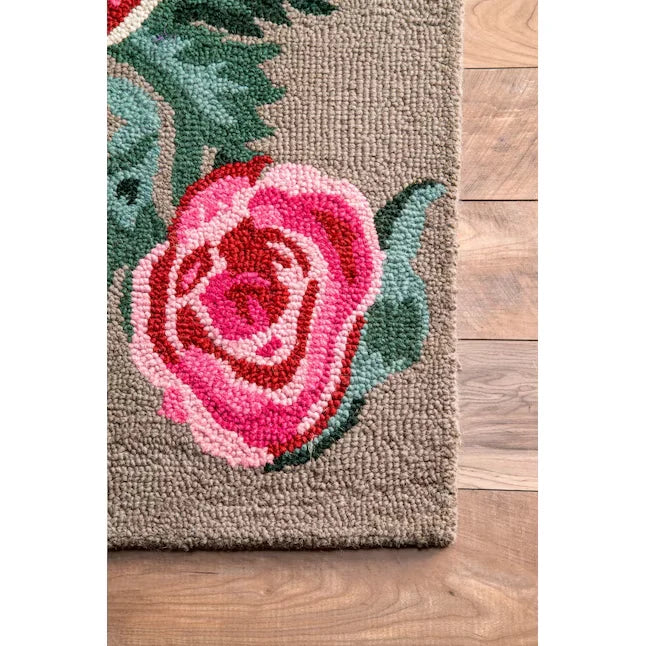 Berry Floral Hand-Tufted Wool Rug - Image 4
