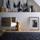 Black Solid Plush Shag Rug - Image 1