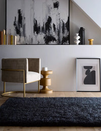 Black Solid Plush Shag Rug - Image 1
