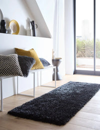 Black Solid Plush Shag Rug - Image 3