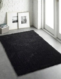 Black Solid Plush Shag Rug - Image 4