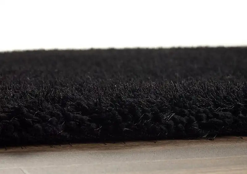 Black Solid Plush Shag Rug - Image 5