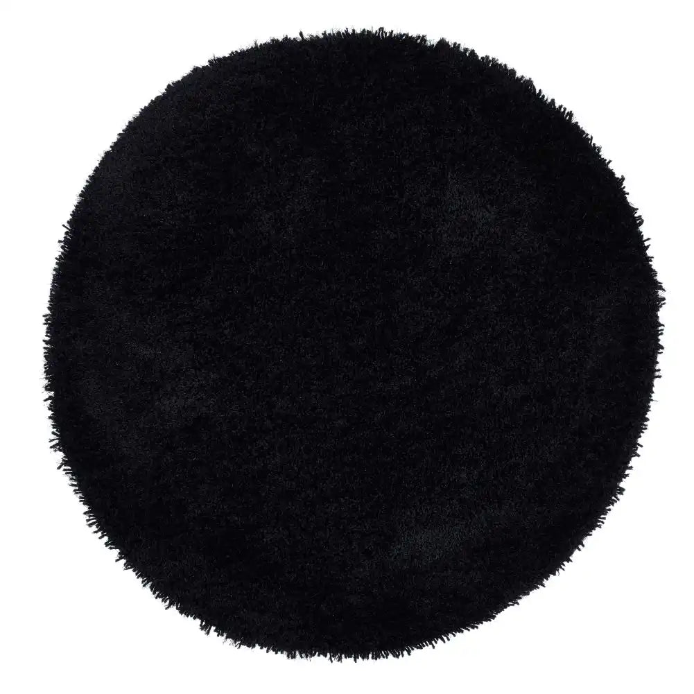 Black Solid Plush Shag Rug - Image 6