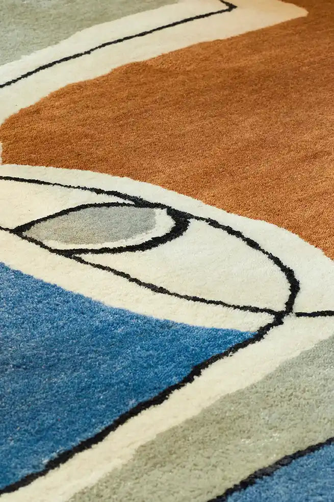 Bleu Des Yeux Abstract Hand-Tufted Wool Rug - Image 2