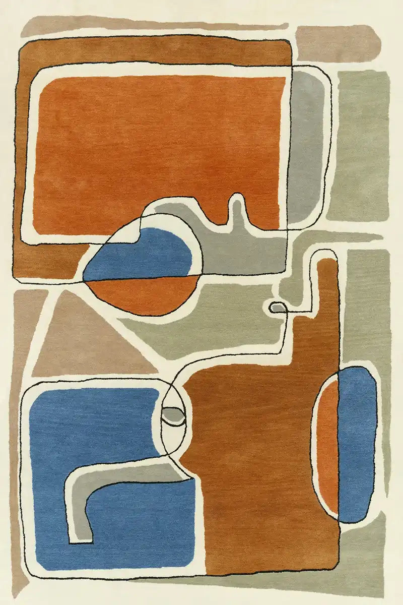 Bleu Des Yeux Abstract Hand-Tufted Wool Rug - Image 3