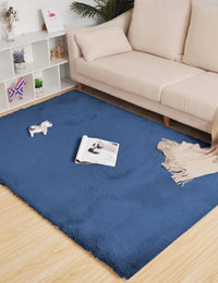 Blue Faux Rabbit Fur Rug - Image 1