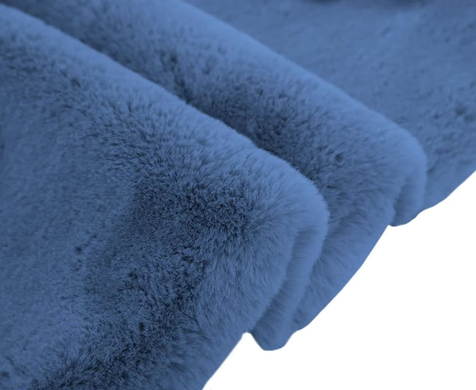 Blue Faux Rabbit Fur Rug - Image 2
