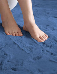 Blue Faux Rabbit Fur Rug - Image 3