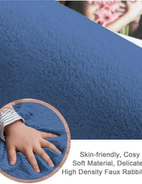 Blue Faux Rabbit Fur Rug - Image 4