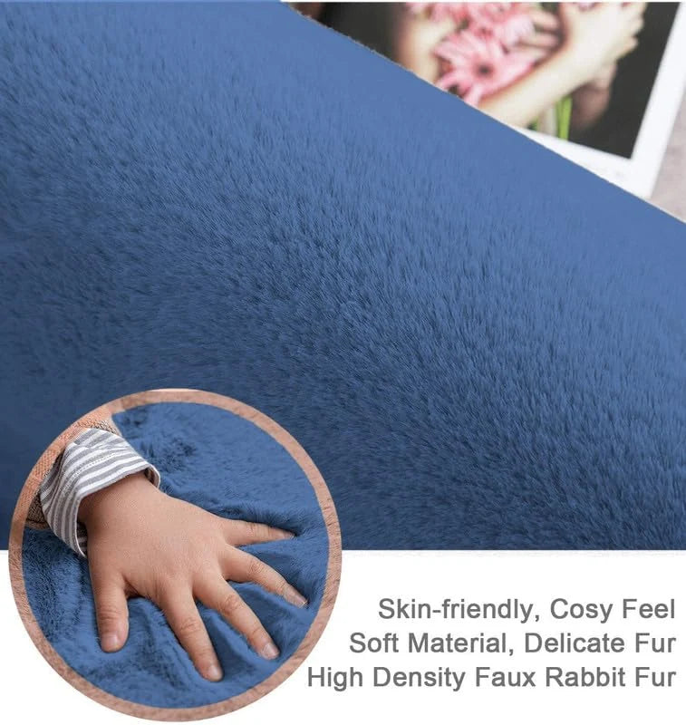 Blue Faux Rabbit Fur Rug - Image 4