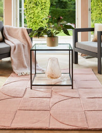 Blush Geometric Hand-Tufted Wool Rug - Image 1