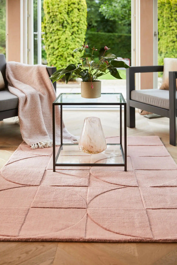 Blush Geometric Hand-Tufted Wool Rug - Image 1