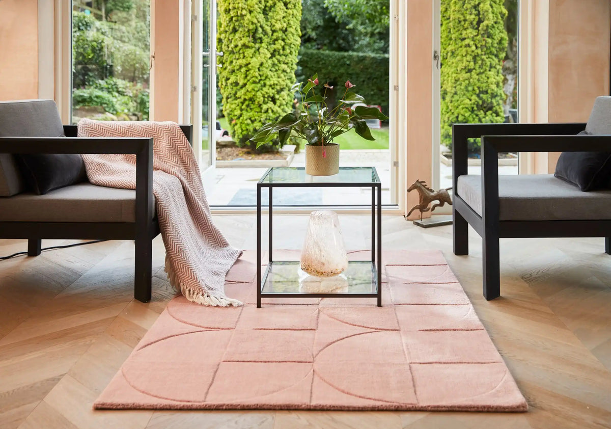 Blush Geometric Hand-Tufted Wool Rug - Image 3