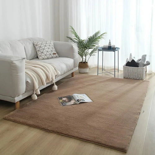 Camel Faux Rabbit Fur Rug - Image 1