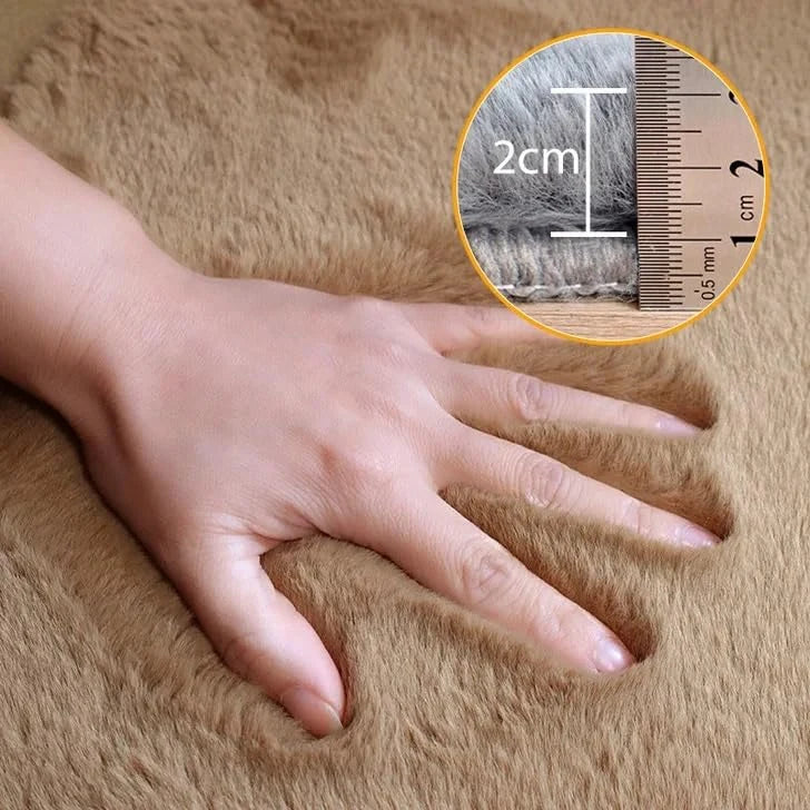 Camel Faux Rabbit Fur Rug - Image 3