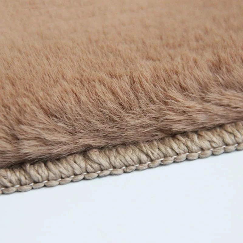Camel Faux Rabbit Fur Rug - Image 4