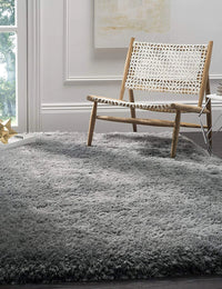 Canvas Grey Solid Plush Shag Rug - Image 1