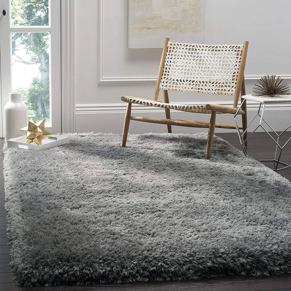 Canvas Grey Solid Plush Shag Rug - Image 1