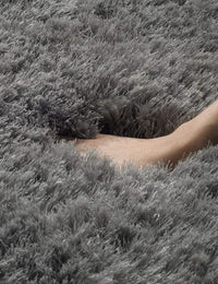 Canvas Grey Solid Plush Shag Rug - Image 2