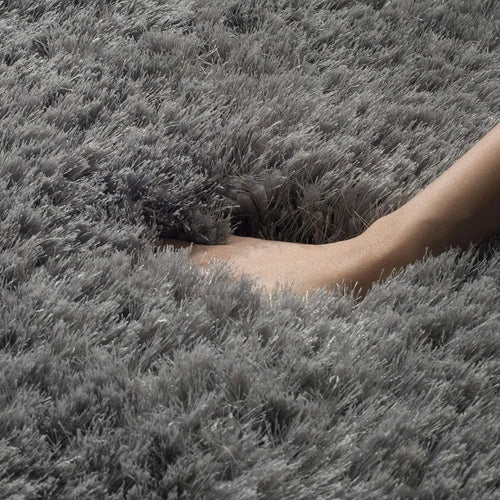 Canvas Grey Solid Plush Shag Rug - Image 2