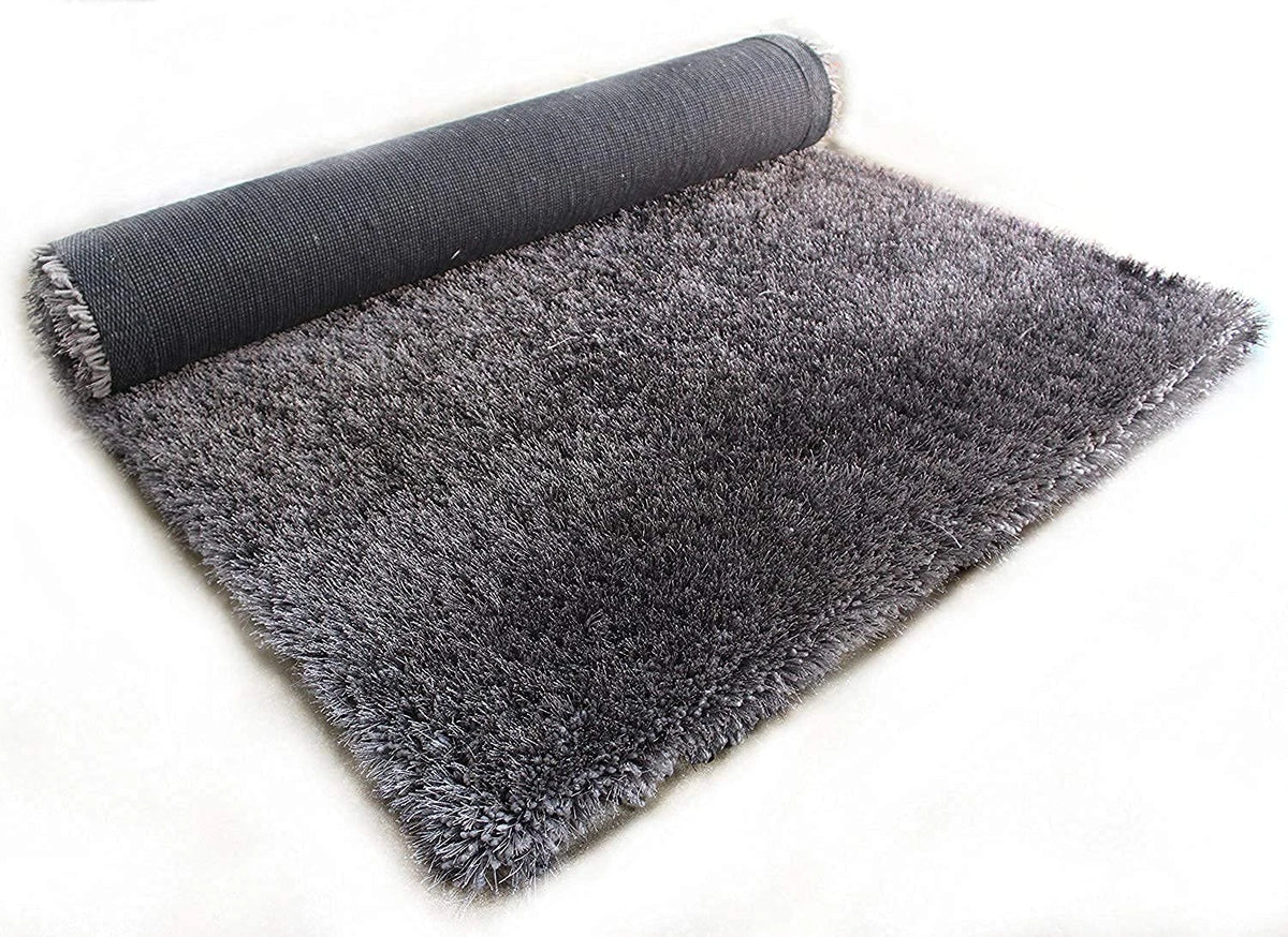 Canvas Grey Solid Plush Shag Rug - Image 3