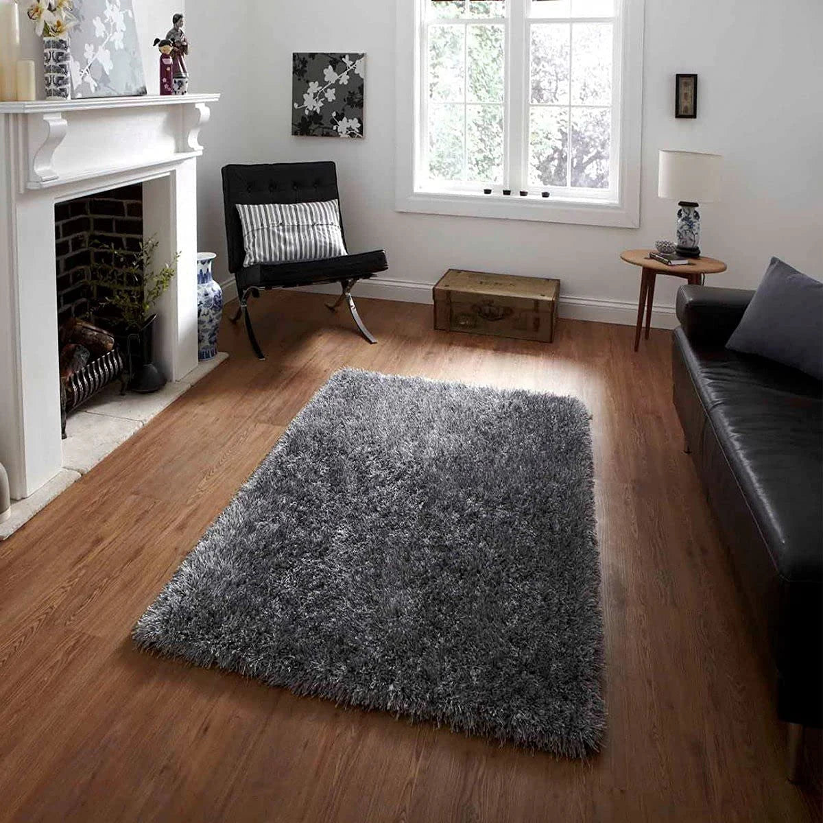 Canvas Grey Solid Plush Shag Rug - Image 5