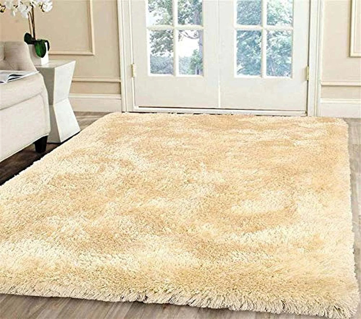 Casper Cream Solid Plush Shag Rug - Image 1
