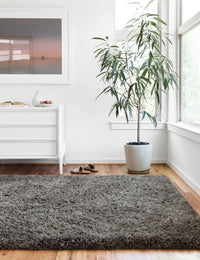Charcoal Solid Plush Shag Rug - Image 1
