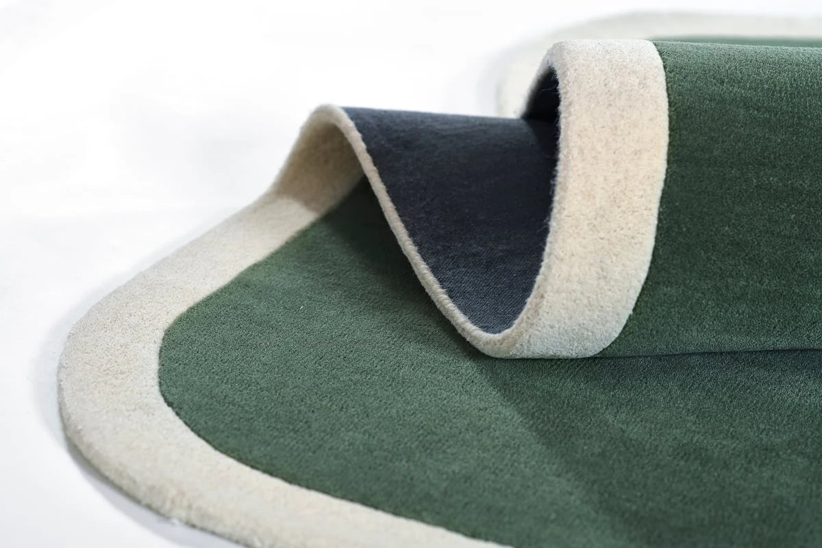 Charlston Green Irregular Hand-Tufted Wool Rug - Image 3