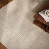 Check Block Grid Ivory Geometric Hand-Tufted Wool Rug - Image 1