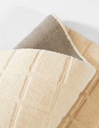 Check Block Grid Ivory Geometric Hand-Tufted Wool Rug - Image 3