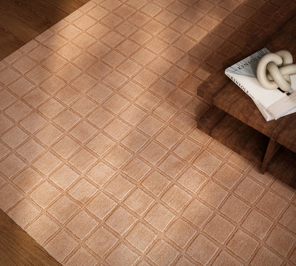 Check Blush Geometric Hand-Tufted Wool Rug - Image 1