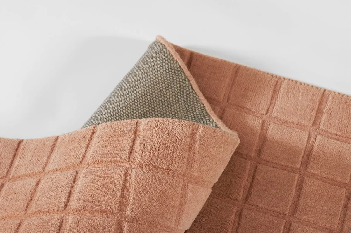 Check Blush Geometric Hand-Tufted Wool Rug - Image 3