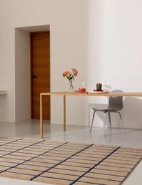 Check Bright Blue Geometric Hand-Tufted Wool Rug - Image 1