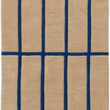 Check Bright Blue Geometric Hand-Tufted Wool Rug - Image 2