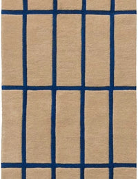 Check Bright Blue Geometric Hand-Tufted Wool Rug - Image 2