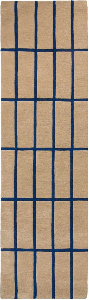 Check Bright Blue Geometric Hand-Tufted Wool Rug - Image 2